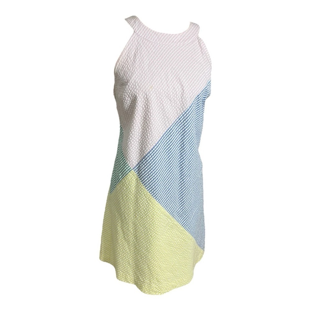 Vineyard Vines Kentucky Derby Seersucker Patchwork Preppy Pastel Midi Dress Blue - Picture 4 of 13